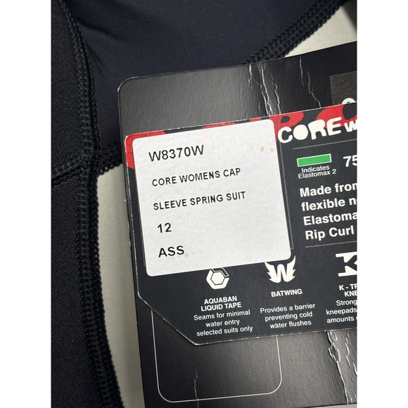 Rip Curl Womens Core Sleeve Spring Suit Wetsuit Size 12 Black White - Picture 7 of 13